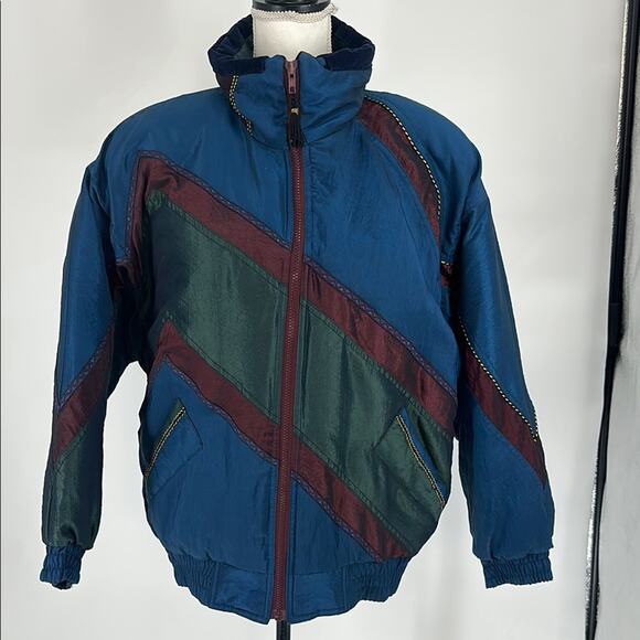 Vintage 90s Izzi Sik Coat Nylon Puffer Shiny Jacket Large Nineties M Video - Picture 1 of 10